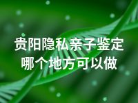 贵阳隐私亲子鉴定哪个地方可以做