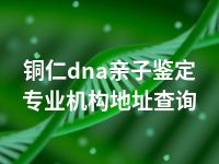 铜仁dna亲子鉴定专业机构地址查询