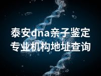 泰安dna亲子鉴定专业机构地址查询