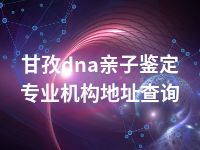 甘孜dna亲子鉴定专业机构地址查询