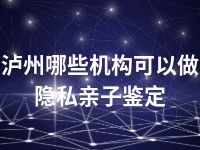 泸州哪些机构可以做隐私亲子鉴定