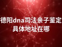 德阳dna司法亲子鉴定具体地址在哪