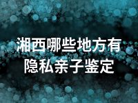 湘西哪些地方有隐私亲子鉴定