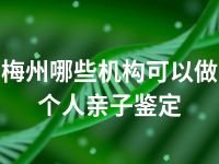 梅州哪些机构可以做个人亲子鉴定