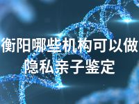 衡阳哪些机构可以做隐私亲子鉴定