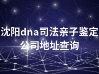 沈阳dna司法亲子鉴定公司地址查询