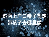 黔南上户口亲子鉴定带孩子去哪里做