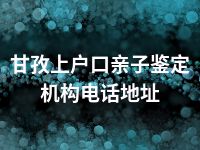 甘孜上户口亲子鉴定机构电话地址