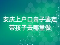 安庆上户口亲子鉴定带孩子去哪里做