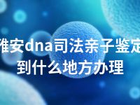 雅安dna司法亲子鉴定到什么地方办理