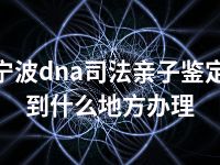 宁波dna司法亲子鉴定到什么地方办理