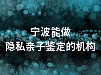 宁波能做隐私亲子鉴定的机构