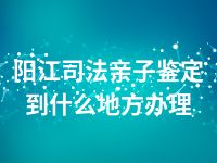 阳江司法亲子鉴定到什么地方办理