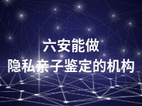 六安能做隐私亲子鉴定的机构