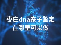 枣庄dna亲子鉴定在哪里可以做