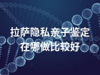 拉萨隐私亲子鉴定在哪做比较好