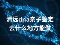 清远dna亲子鉴定去什么地方能做