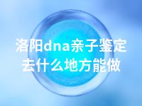 洛阳dna亲子鉴定去什么地方能做