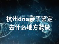 杭州dna亲子鉴定去什么地方能做