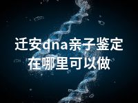 迁安dna亲子鉴定在哪里可以做