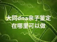 大同dna亲子鉴定在哪里可以做