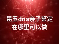 昆玉dna亲子鉴定在哪里可以做