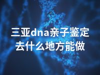 三亚dna亲子鉴定去什么地方能做