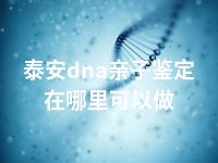 泰安dna亲子鉴定在哪里可以做