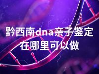 黔西南dna亲子鉴定在哪里可以做