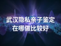 武汉隐私亲子鉴定在哪做比较好