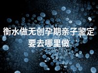 衡水做无创孕期亲子鉴定要去哪里做