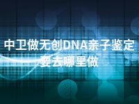 中卫做无创DNA亲子鉴定要去哪里做