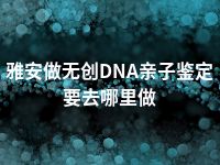 雅安做无创DNA亲子鉴定要去哪里做