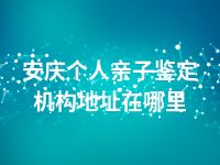 安庆个人亲子鉴定机构地址在哪里