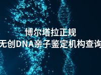 博尔塔拉正规无创DNA亲子鉴定机构查询