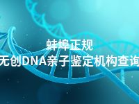 蚌埠正规无创DNA亲子鉴定机构查询