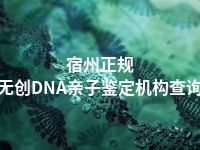 宿州正规无创DNA亲子鉴定机构查询