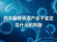 西安做继承遗产亲子鉴定去什么机构做