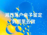 湘西落户亲子鉴定到哪里去做