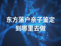 东方落户亲子鉴定到哪里去做