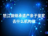 怒江做继承遗产亲子鉴定去什么机构做