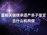 嘉峪关做继承遗产亲子鉴定去什么机构做