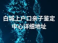 白城上户口亲子鉴定中心详细地址