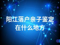 阳江落户亲子鉴定在什么地方