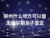 柳州什么地方可以做无创孕期亲子鉴定