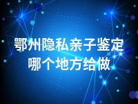 鄂州隐私亲子鉴定哪个地方给做