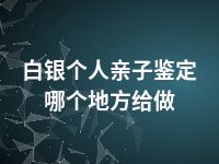 白银个人亲子鉴定哪个地方给做