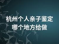 杭州个人亲子鉴定哪个地方给做