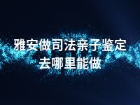 雅安做司法亲子鉴定去哪里能做