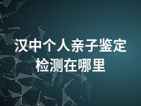 汉中个人亲子鉴定检测在哪里